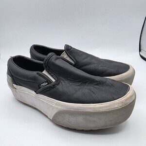 Vans Old Skool Stacked Womens Size 5 Shiny Black Silver White Platform Sneaker